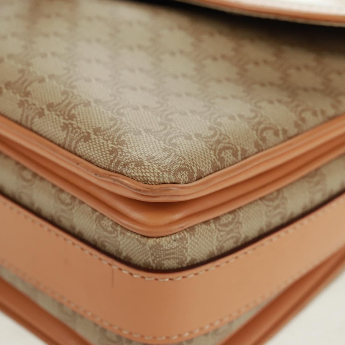 CELINE Macadam Canvas Shoulder Bag PVC Beige Gold Auth mr1938V