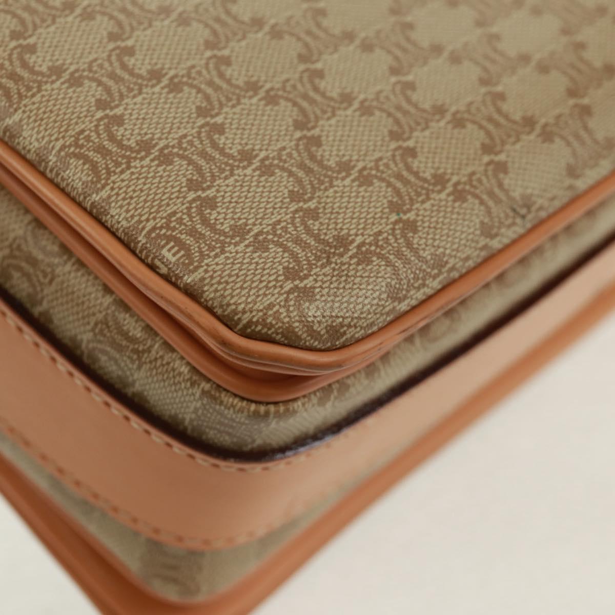 CELINE Macadam Canvas Shoulder Bag PVC Beige Gold Auth mr1938V