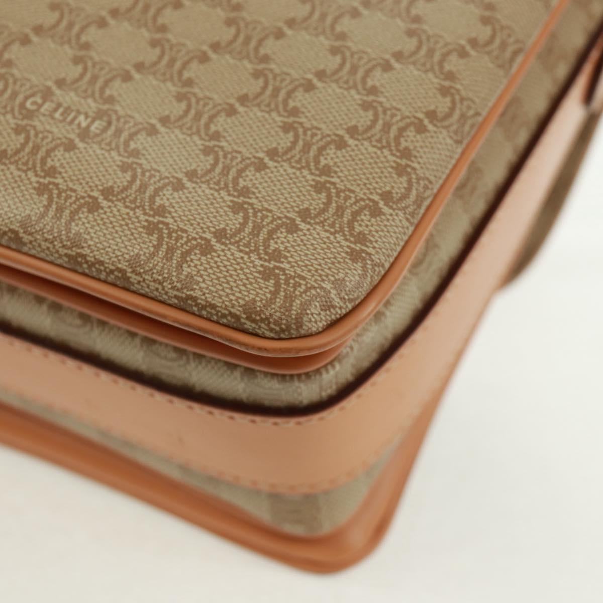 CELINE Macadam Canvas Shoulder Bag PVC Beige Gold Auth mr1938V