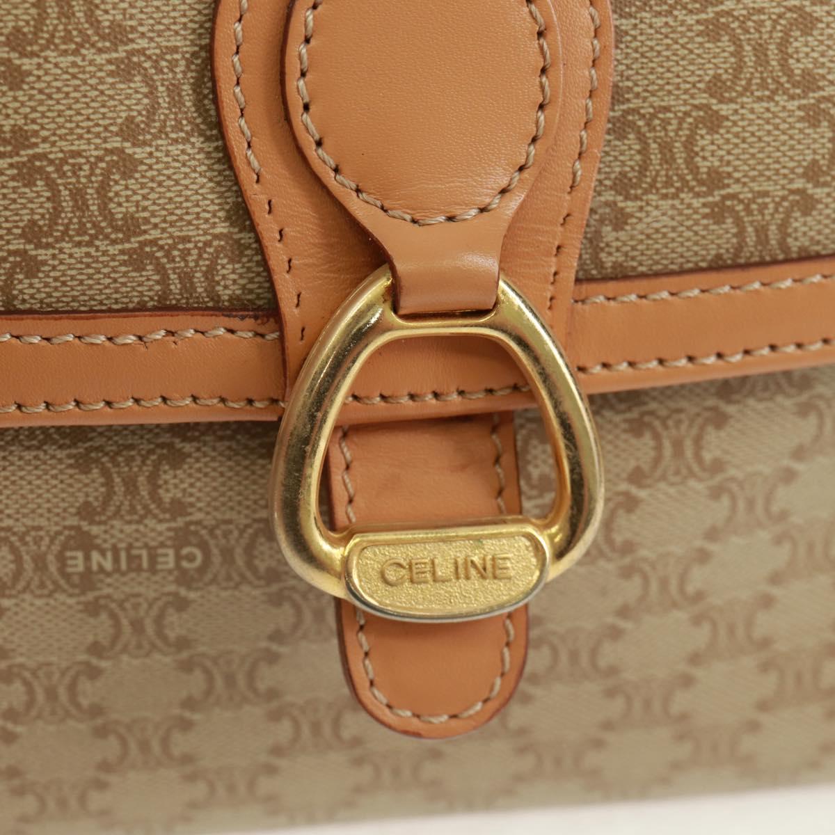 CELINE Macadam Canvas Shoulder Bag PVC Beige Gold Auth mr1938V