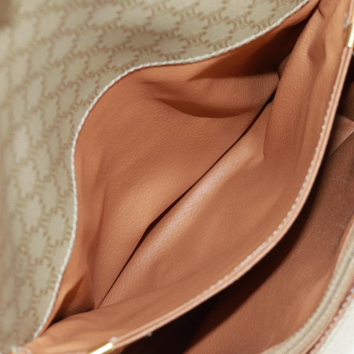 CELINE Macadam Canvas Shoulder Bag PVC Beige Gold Auth mr1938V