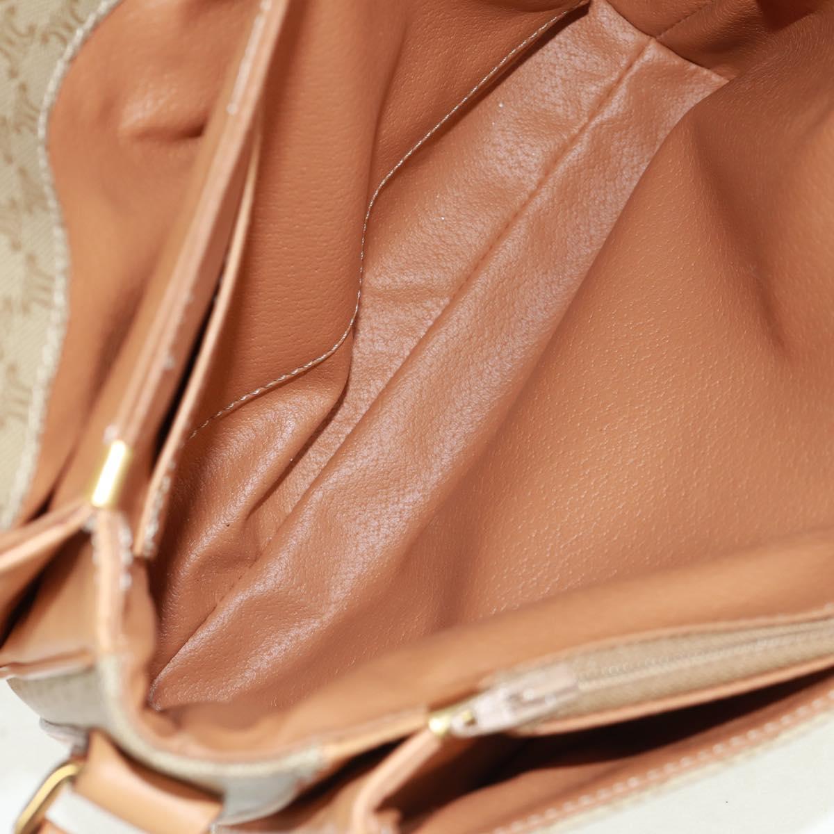 CELINE Macadam Canvas Shoulder Bag PVC Beige Gold Auth mr1938V