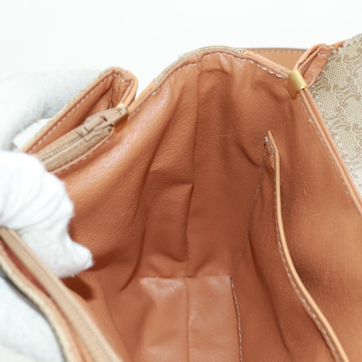 CELINE Macadam Canvas Shoulder Bag PVC Beige Gold Auth mr1938V