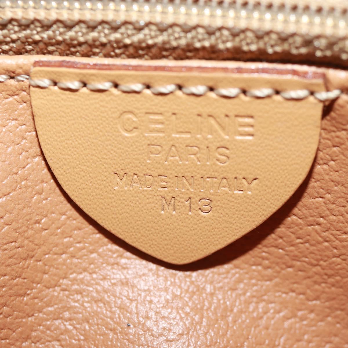 CELINE Macadam Canvas Shoulder Bag PVC Beige Gold Auth mr1938V