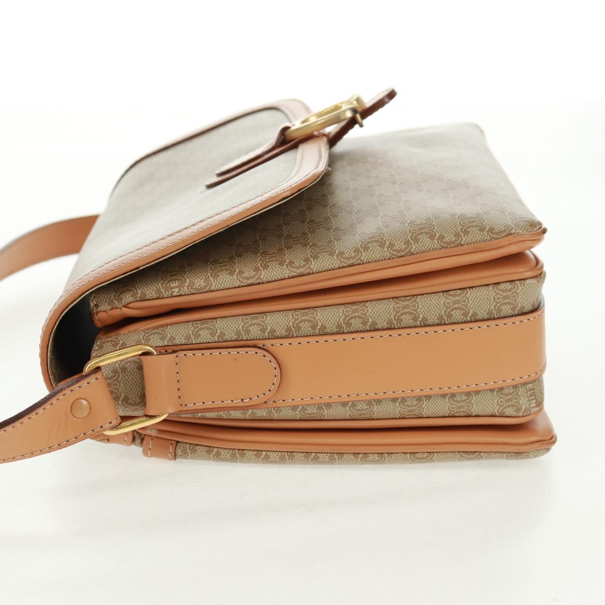 CELINE Macadam Canvas Shoulder Bag PVC Beige Gold Auth mr1938V