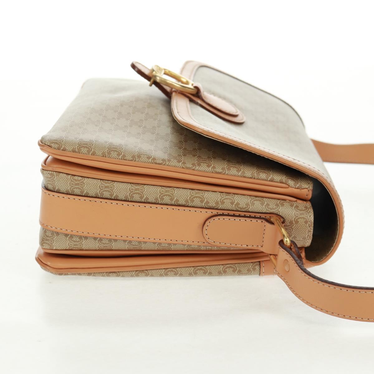 CELINE Macadam Canvas Shoulder Bag PVC Beige Gold Auth mr1938V