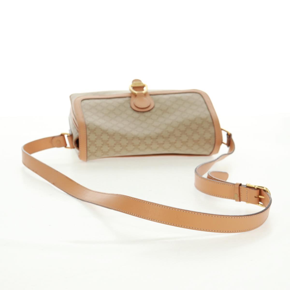 CELINE Macadam Canvas Shoulder Bag PVC Beige Gold Auth mr1938V