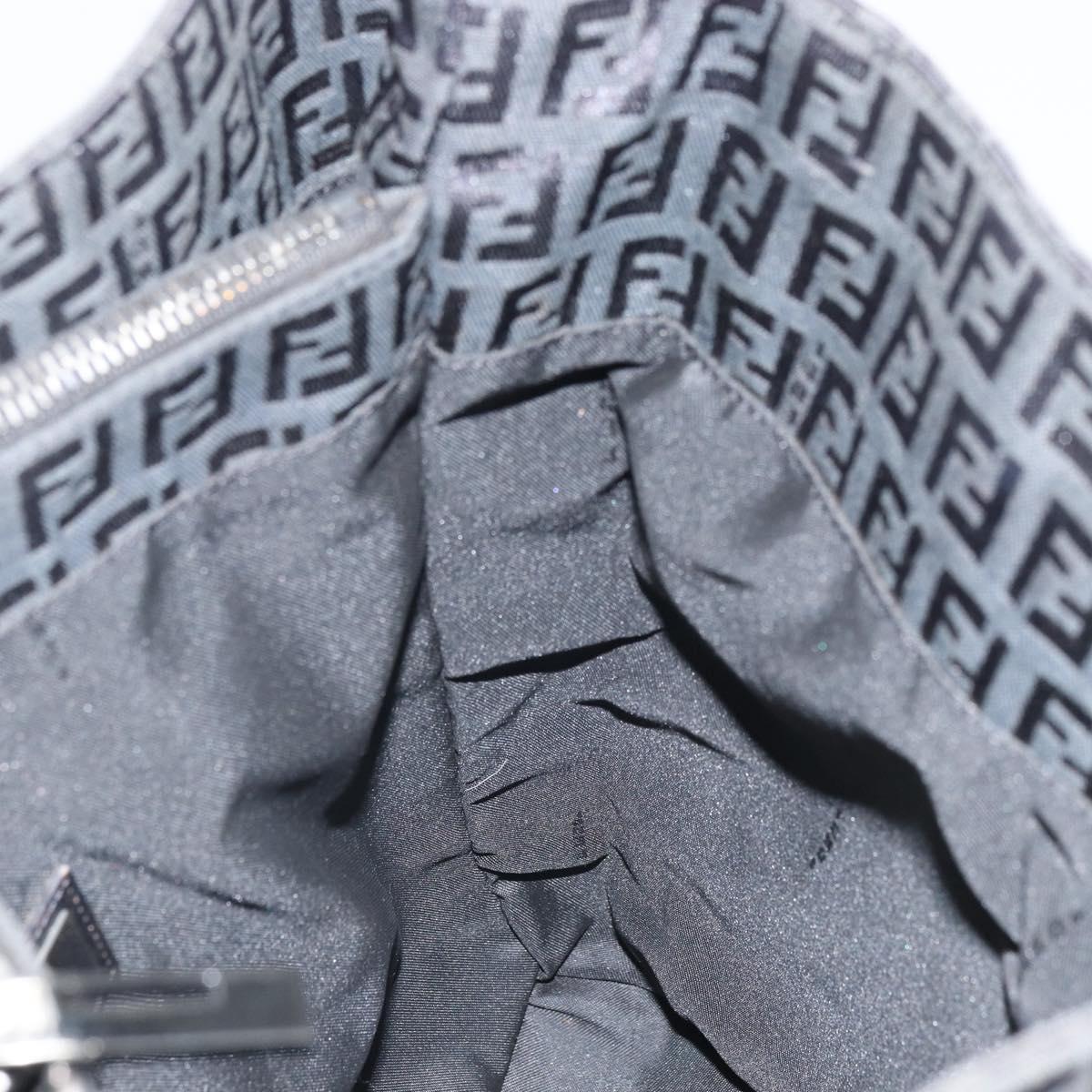 FENDI Zucchino Canvas Tote Bag Black Silver Auth mr1941