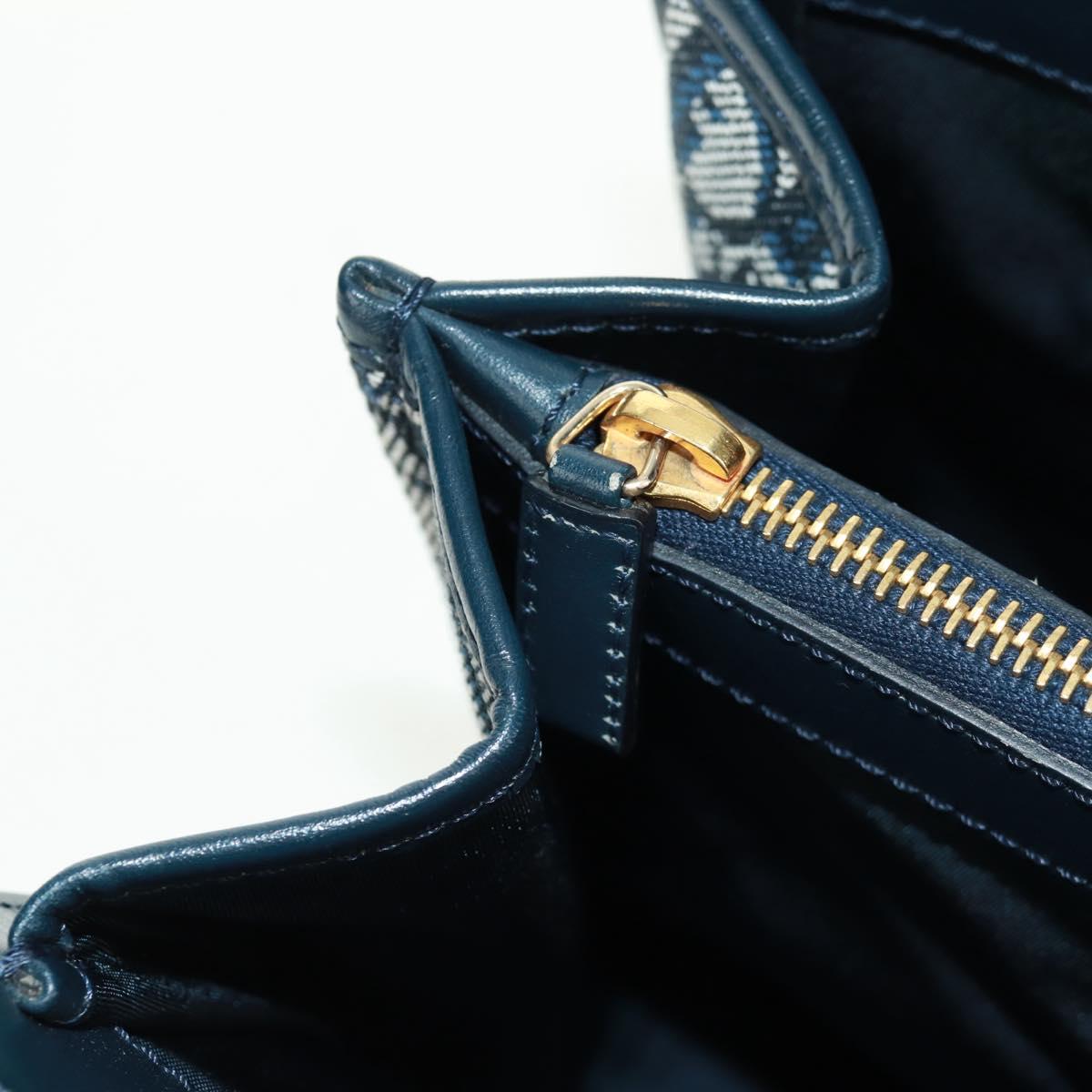 Christian Dior Trotter Canvas Hand Bag Navy Gold Auth mr1942V
