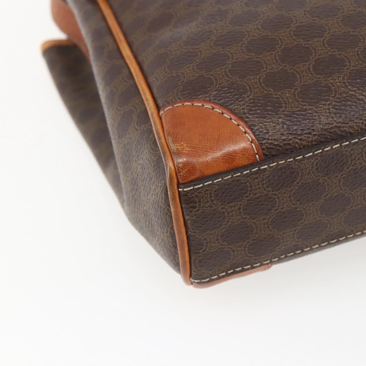 CELINE Macadam Canvas Shoulder Bag PVC Leather Brown Gold Auth mr1946