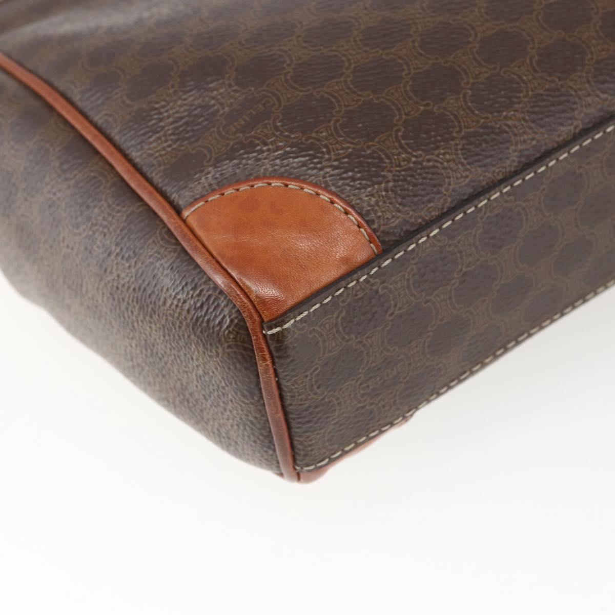 CELINE Macadam Canvas Shoulder Bag PVC Leather Brown Gold Auth mr1946