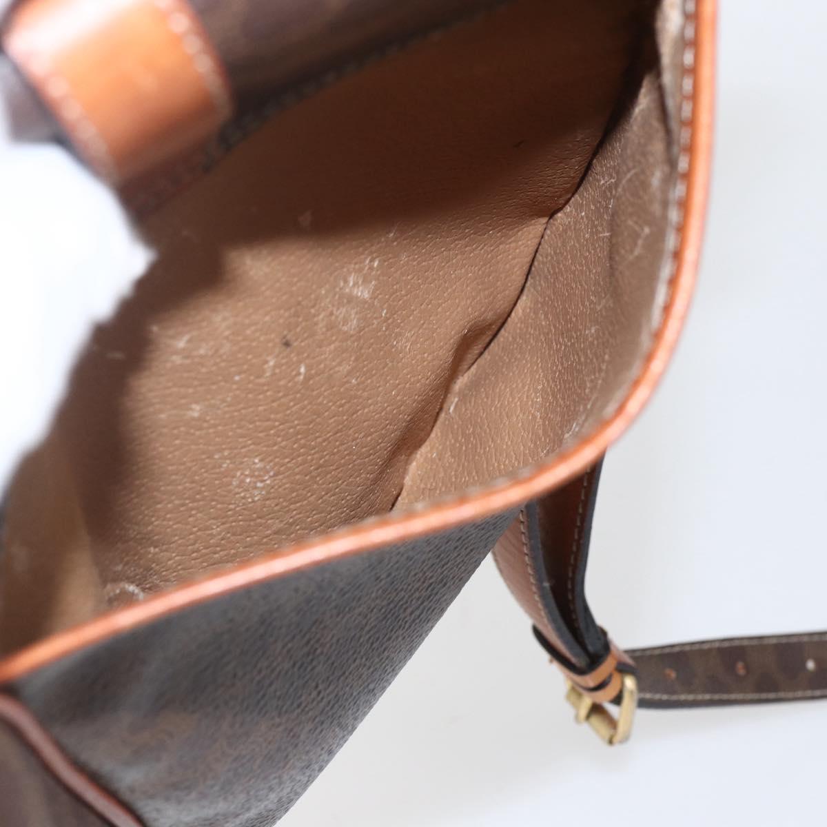 CELINE Macadam Canvas Shoulder Bag PVC Leather Brown Gold Auth mr1946