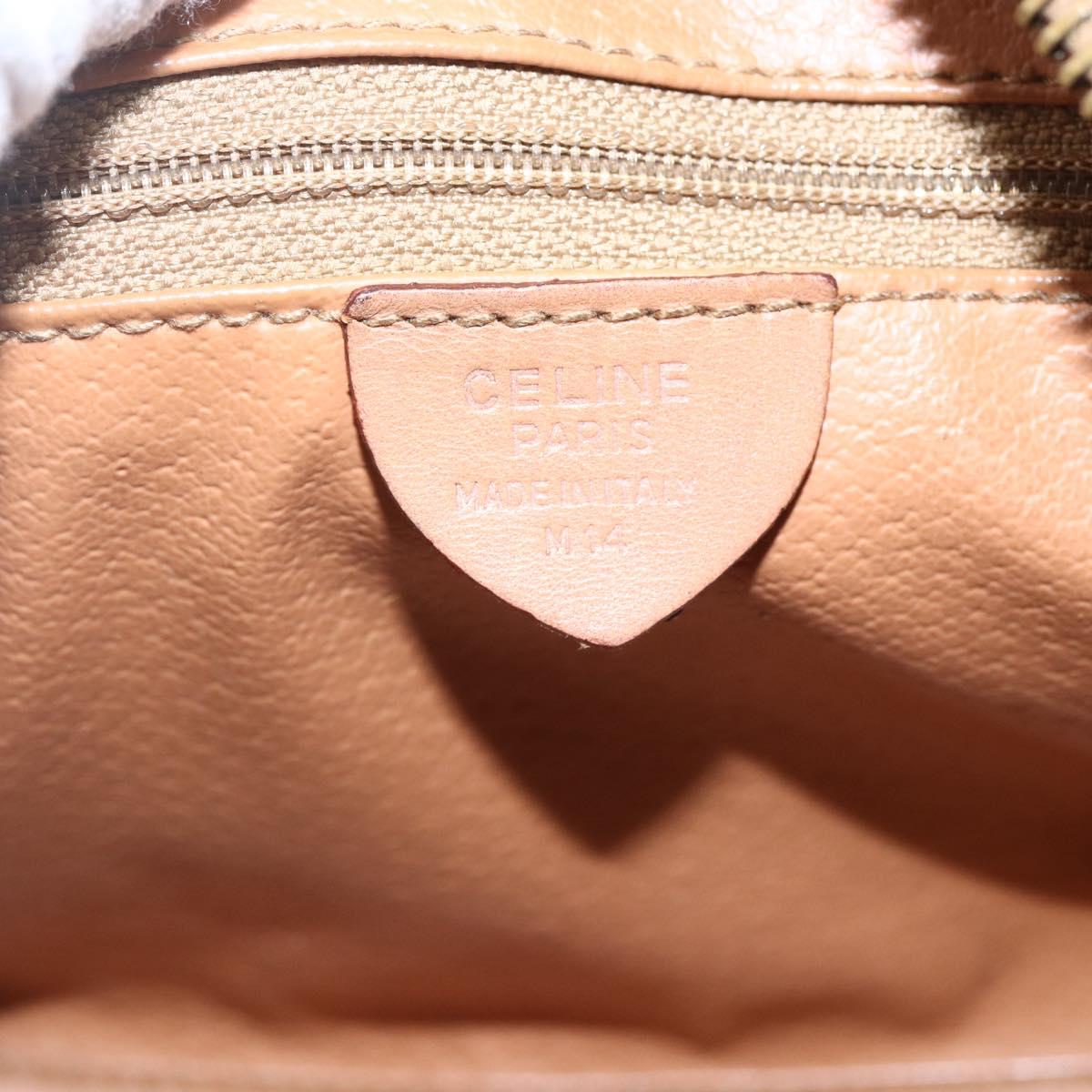 CELINE Macadam Canvas Mini Hand Bag PVC Leather Brown Gold Auth mr1952