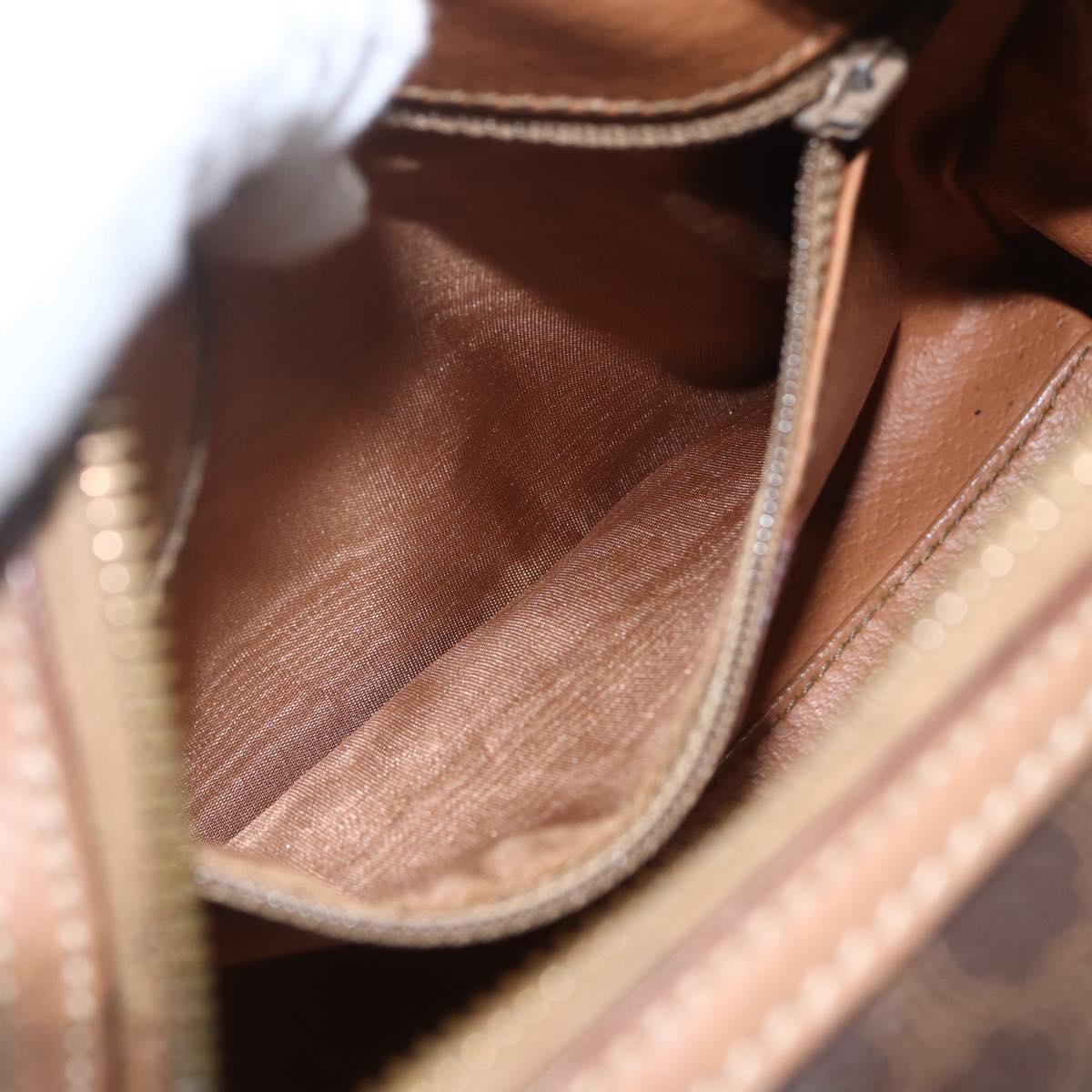 CELINE Macadam Canvas Mini Hand Bag PVC Leather Brown Gold Auth mr1952