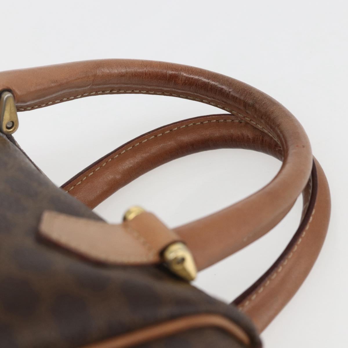 CELINE Macadam Canvas Mini Hand Bag PVC Leather Brown Gold Auth mr1952