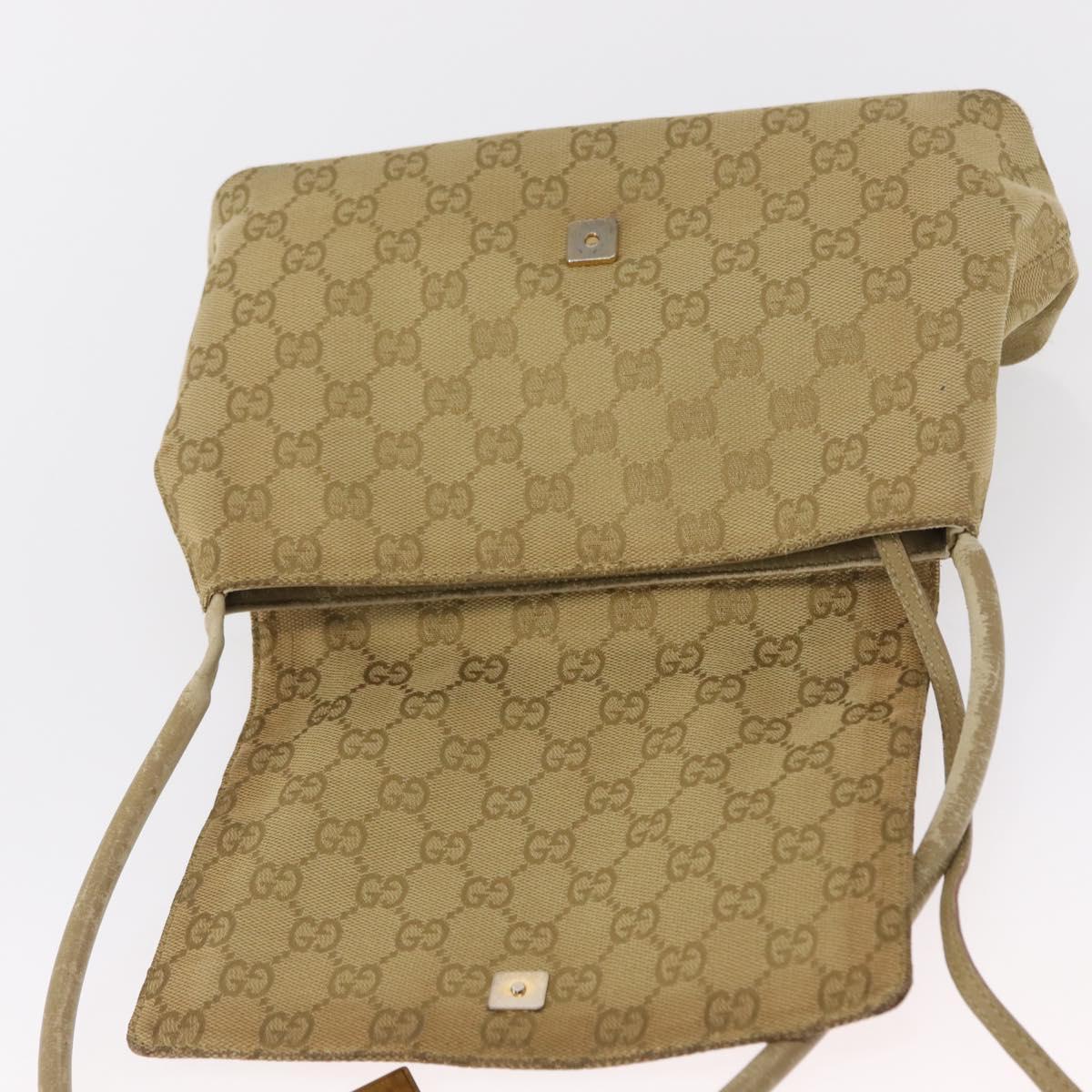 GUCCI GG Canvas Shoulder Bag Beige Gold 90646 Auth mr1955