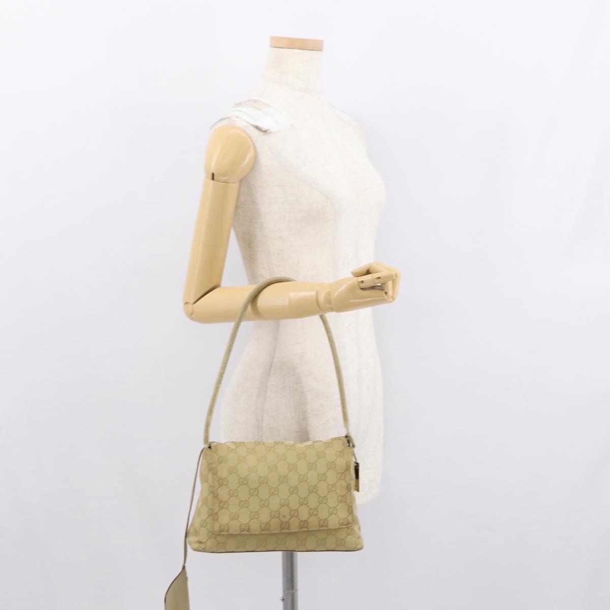 GUCCI GG Canvas Shoulder Bag Beige Gold 90646 Auth mr1955