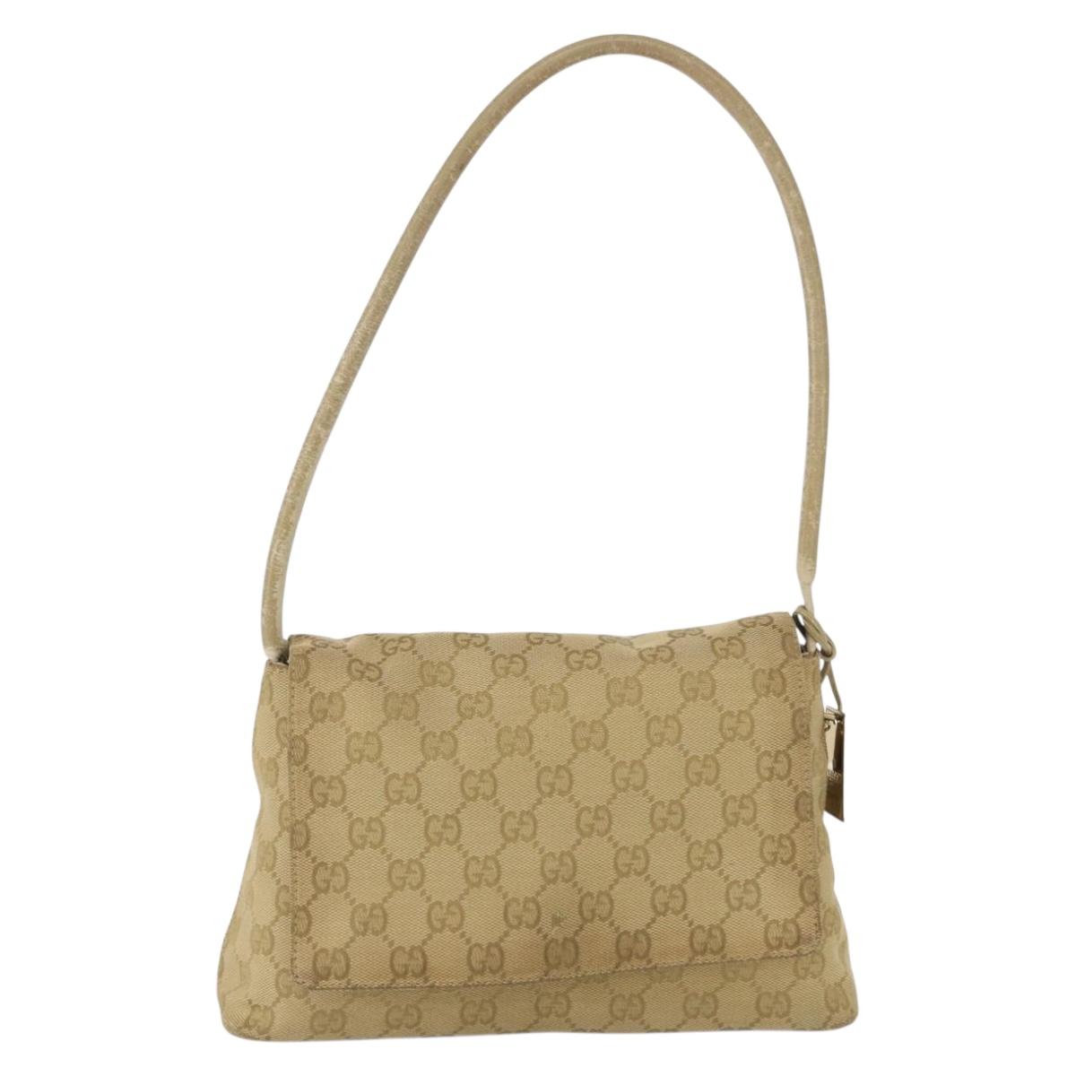 GUCCI GG Canvas Shoulder Bag Beige Gold 90646 Auth mr1955