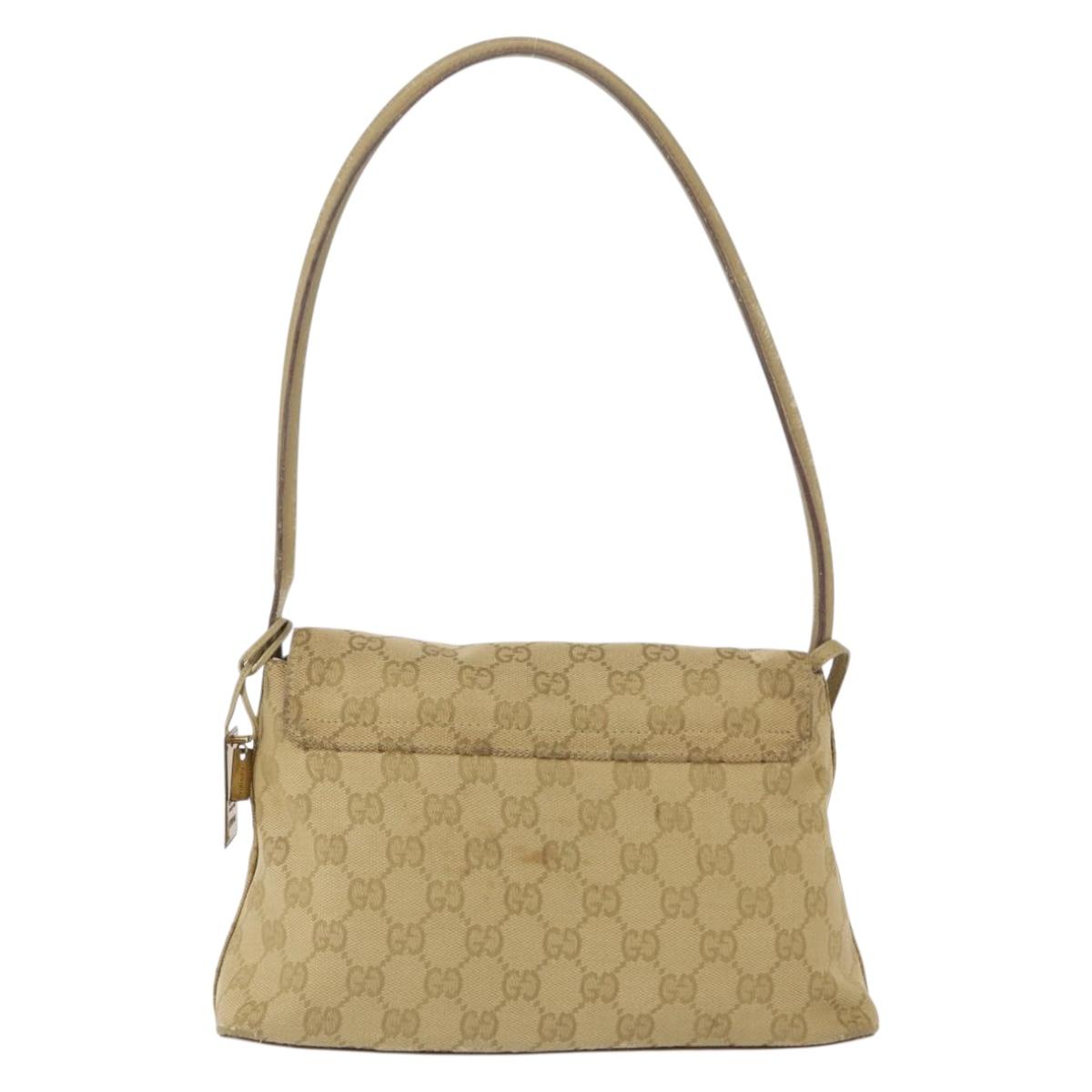 GUCCI GG Canvas Shoulder Bag Beige Gold 90646 Auth mr1955