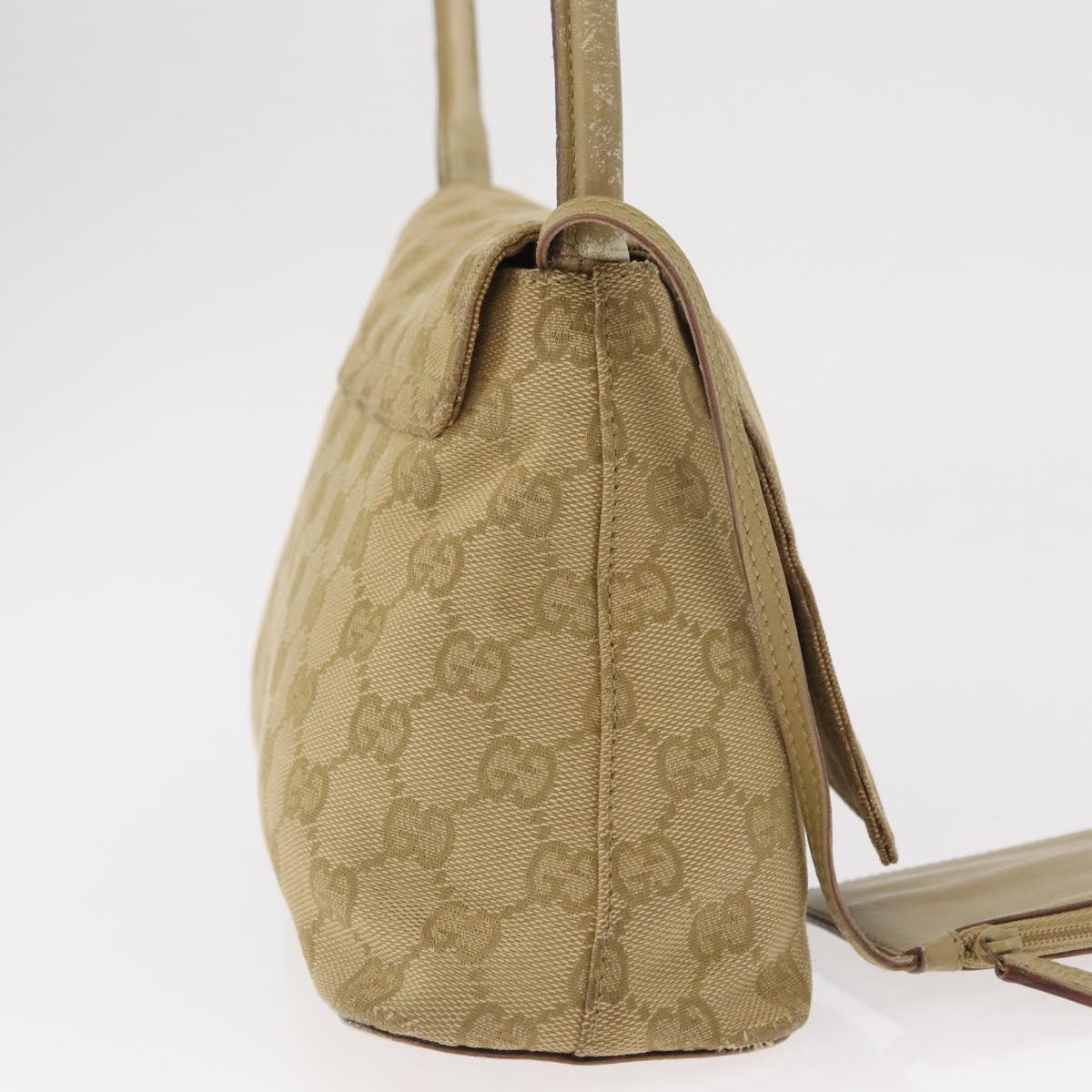GUCCI GG Canvas Shoulder Bag Beige Gold 90646 Auth mr1955