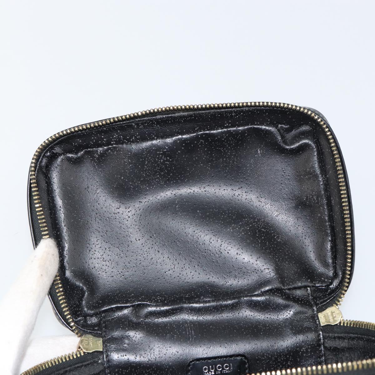 GUCCI Bamboo Vanity Pouch Patent leather Black 032 1956 0151 Auth mr1956