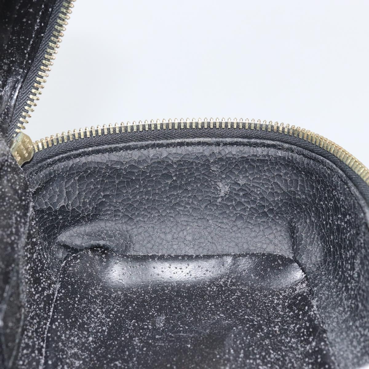 GUCCI Bamboo Vanity Pouch Patent leather Black 032 1956 0151 Auth mr1956