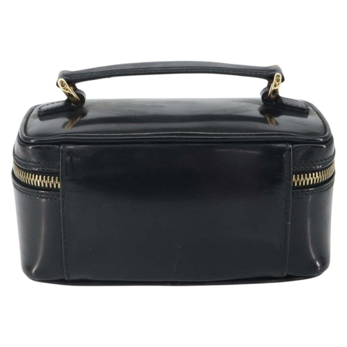 GUCCI Bamboo Vanity Pouch Patent leather Black 032 1956 0151 Auth mr1956
