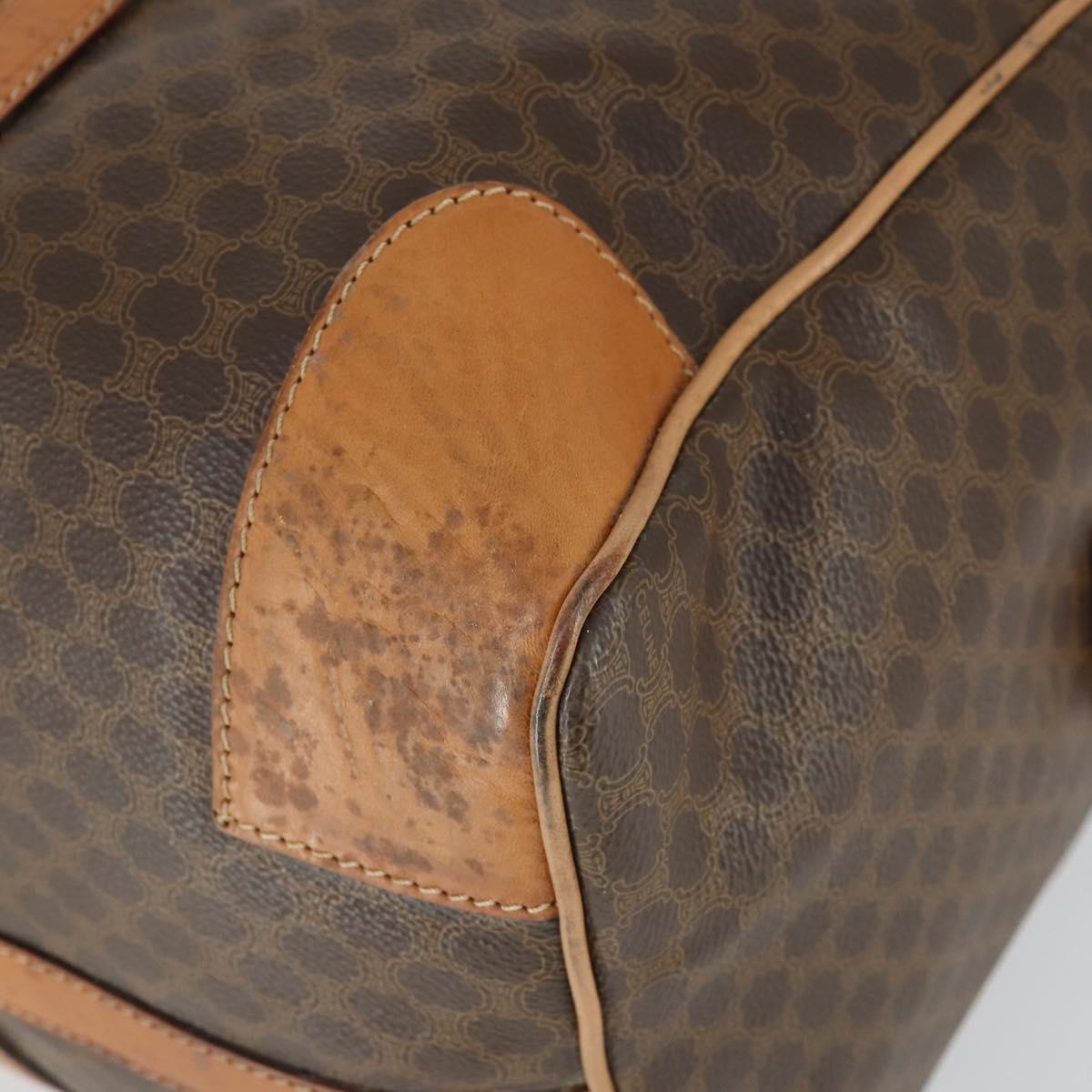 CELINE Macadam Canvas Boston Bag PVC Leather Brown Gold Auth mr1958