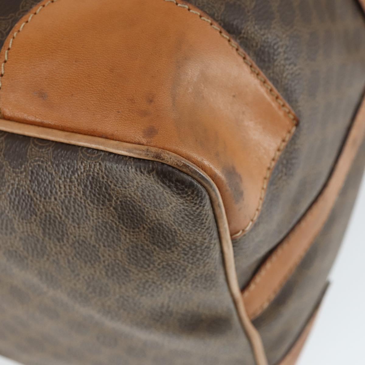 CELINE Macadam Canvas Boston Bag PVC Leather Brown Gold Auth mr1958