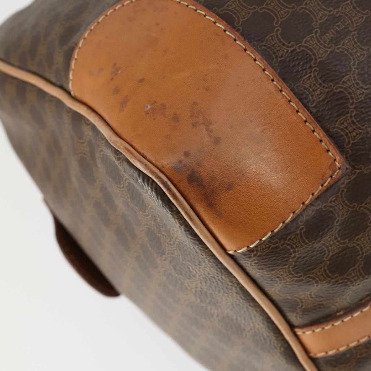 CELINE Macadam Canvas Boston Bag PVC Leather Brown Gold Auth mr1958