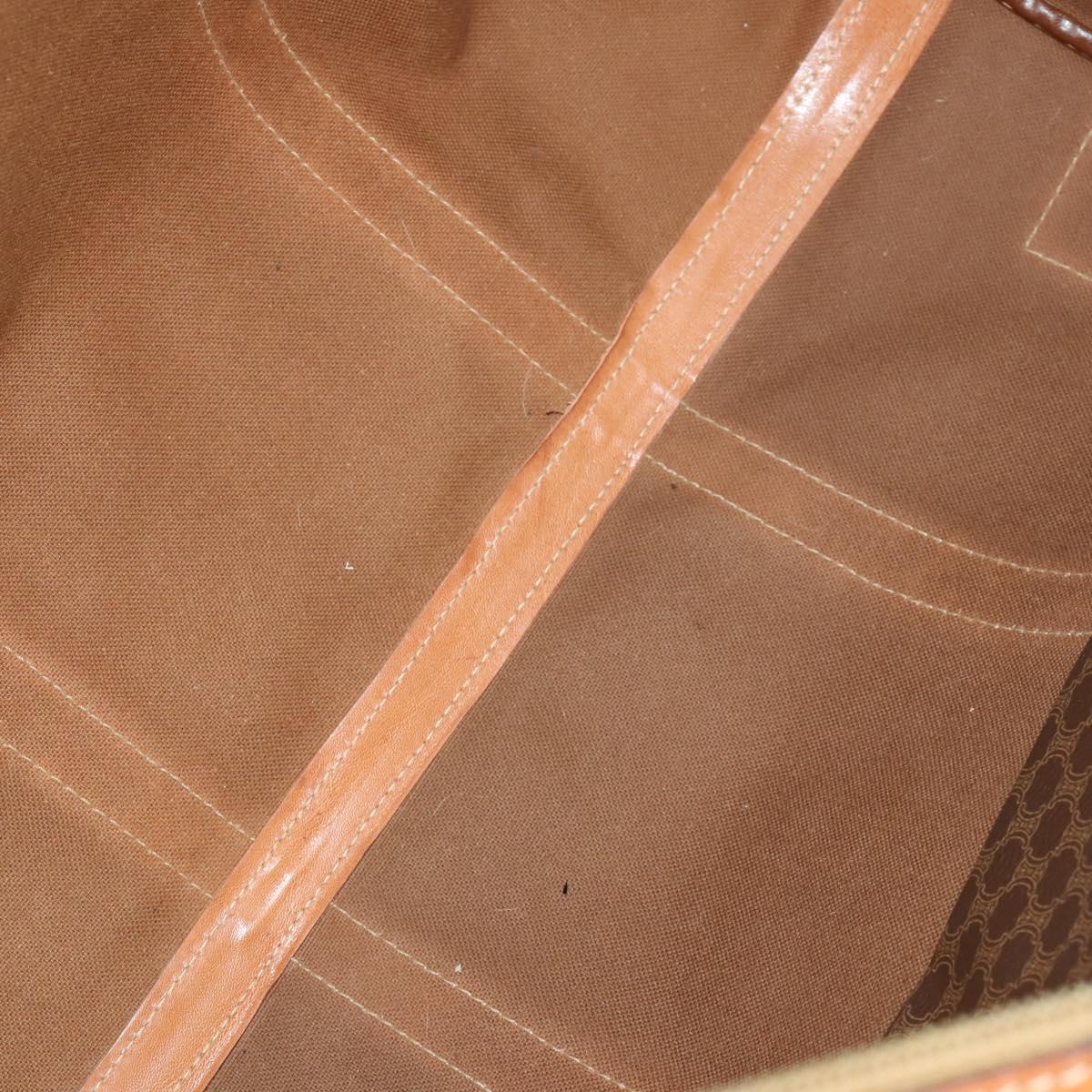 CELINE Macadam Canvas Boston Bag PVC Leather Brown Gold Auth mr1958