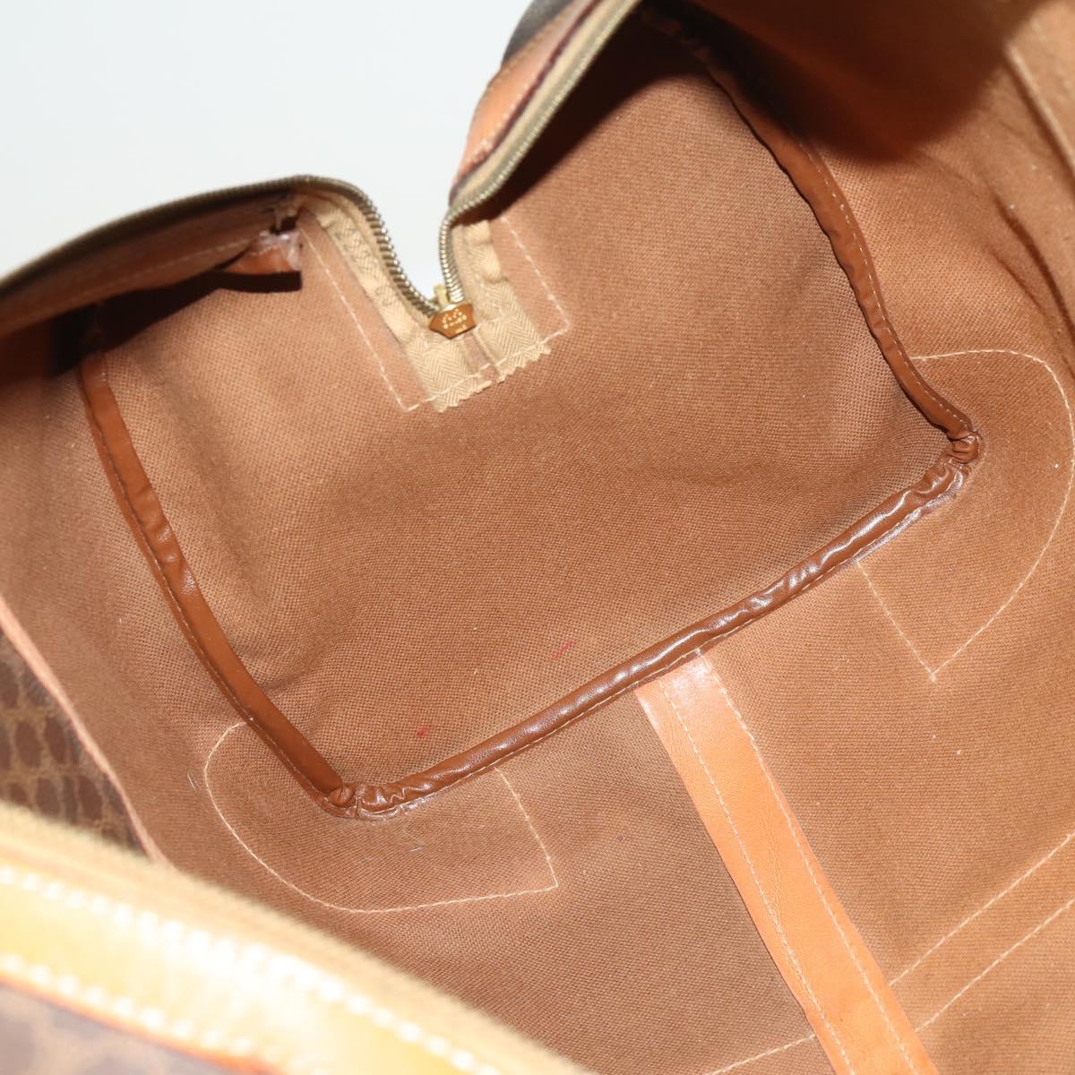 CELINE Macadam Canvas Boston Bag PVC Leather Brown Gold Auth mr1958