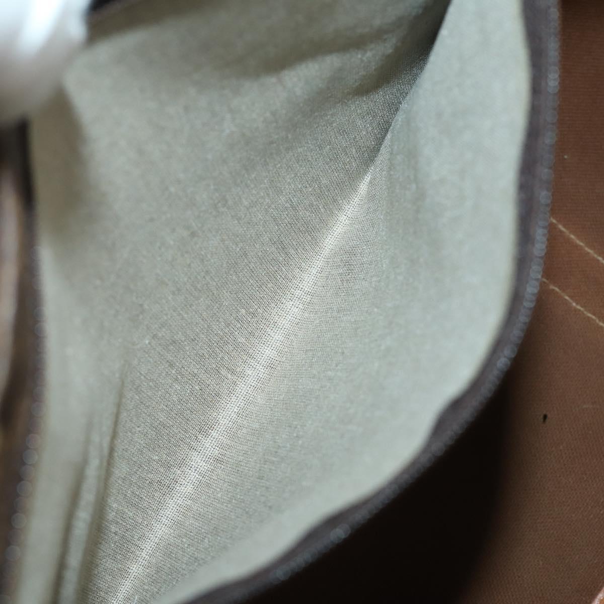 CELINE Macadam Canvas Boston Bag PVC Leather Brown Gold Auth mr1958