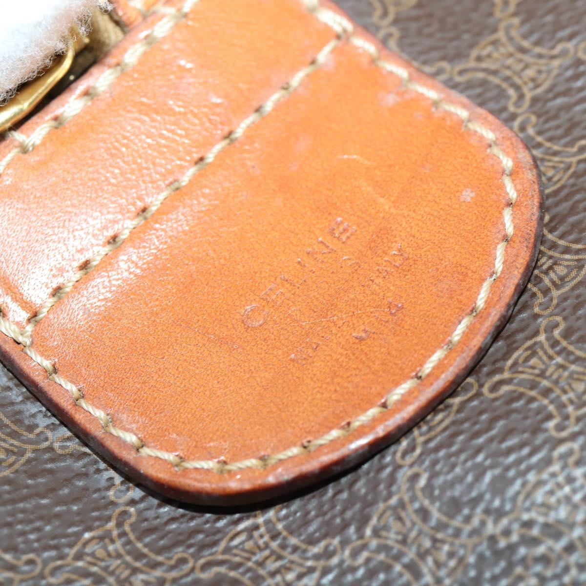 CELINE Macadam Canvas Boston Bag PVC Leather Brown Gold Auth mr1958