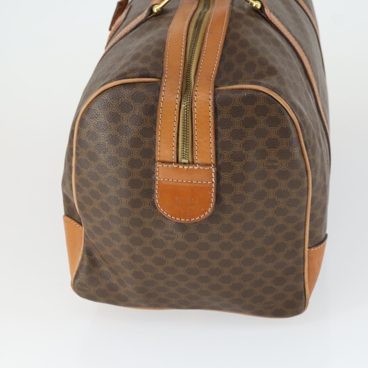 CELINE Macadam Canvas Boston Bag PVC Leather Brown Gold Auth mr1958