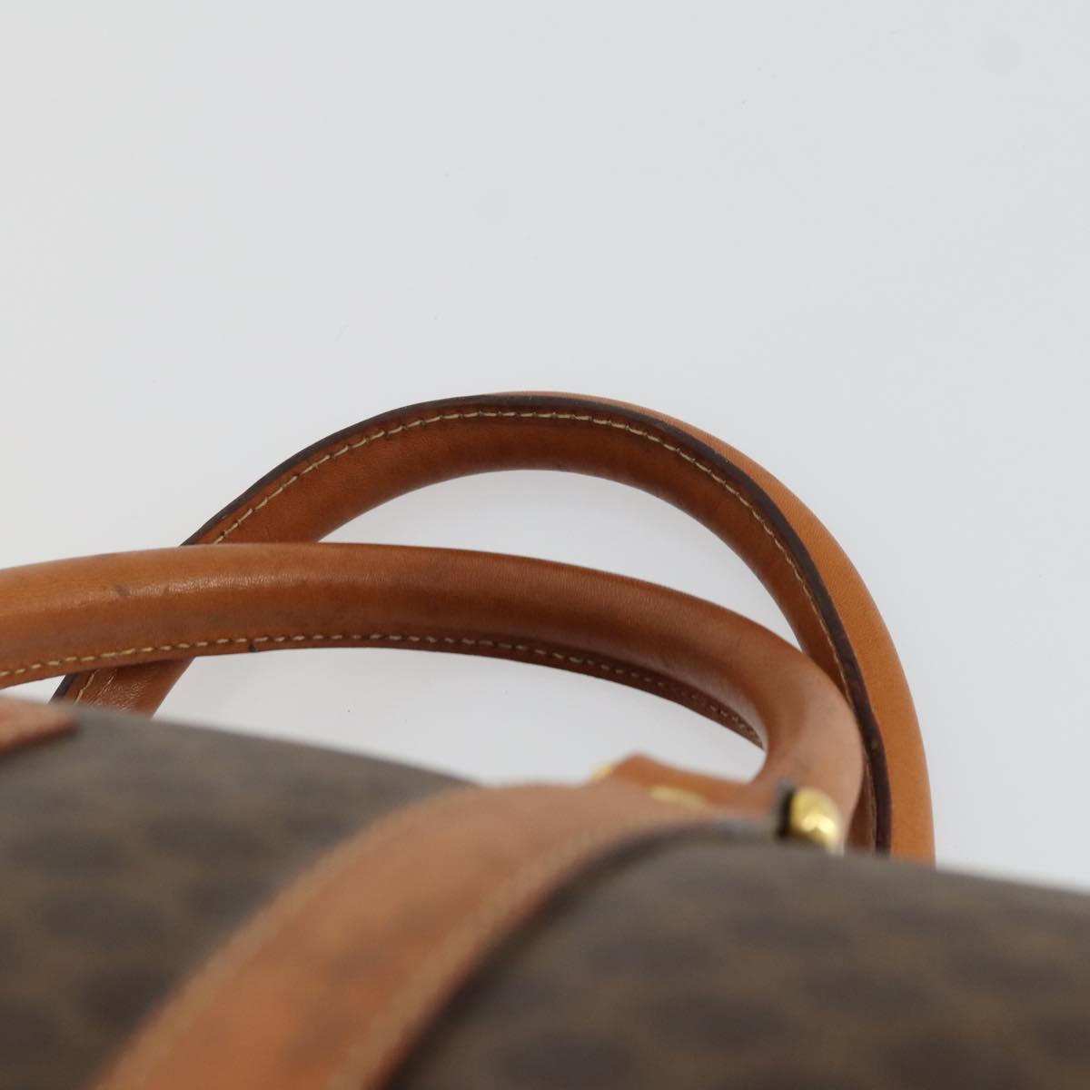 CELINE Macadam Canvas Boston Bag PVC Leather Brown Gold Auth mr1958