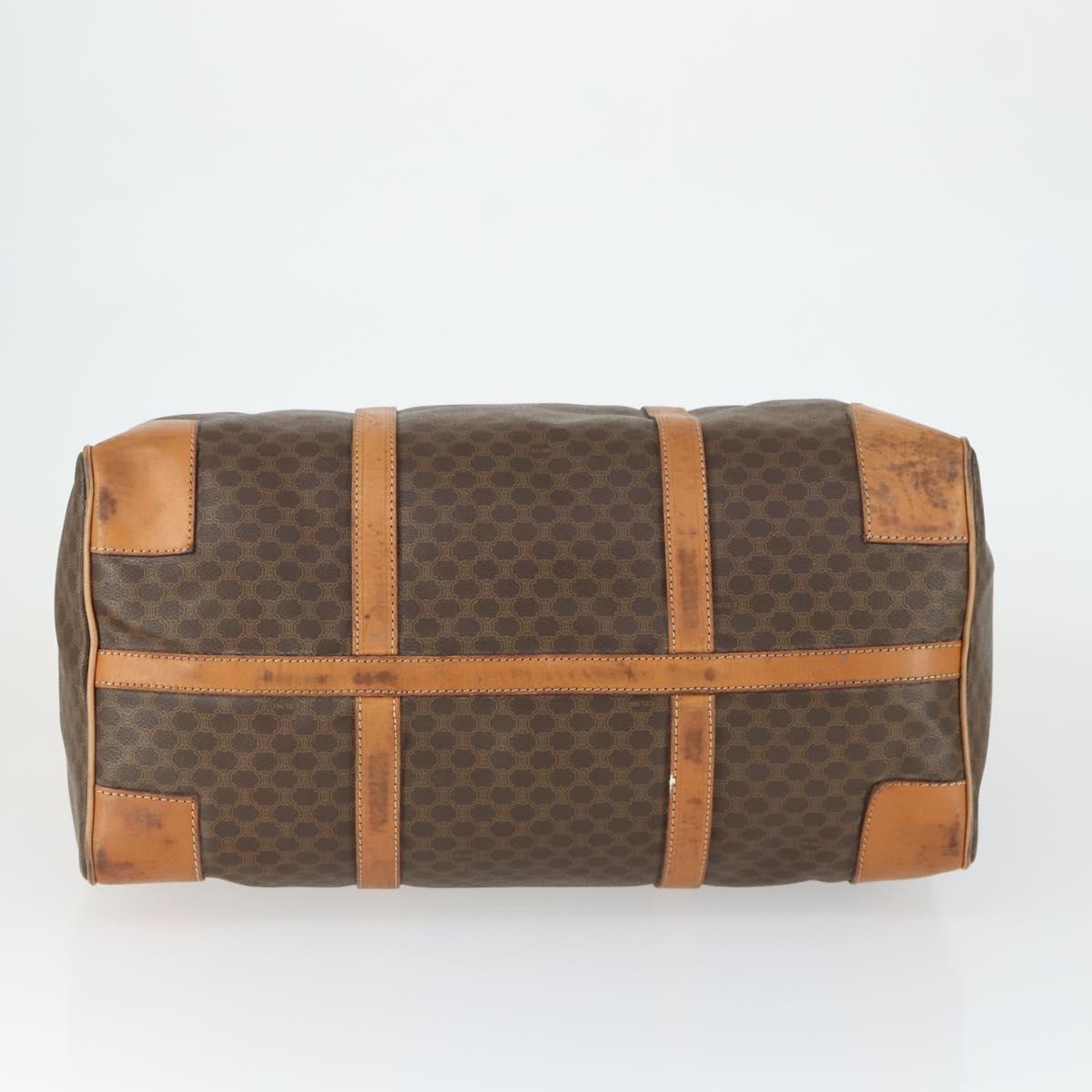 CELINE Macadam Canvas Boston Bag PVC Leather Brown Gold Auth mr1958