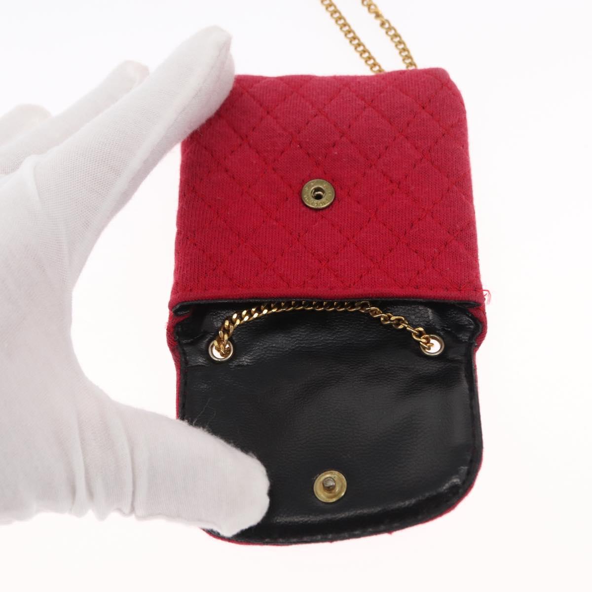 CHANEL Matelasse Chain Shoulder Bag Cotton Pink Gold CC Auth mr1965