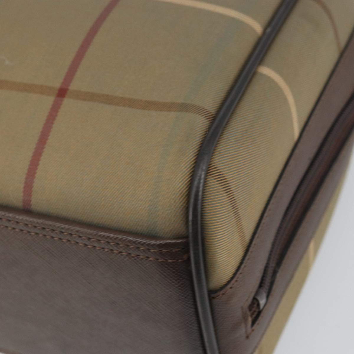 Burberrys Nova Check Hand Bag Canvas Brown Gold Auth mr1966