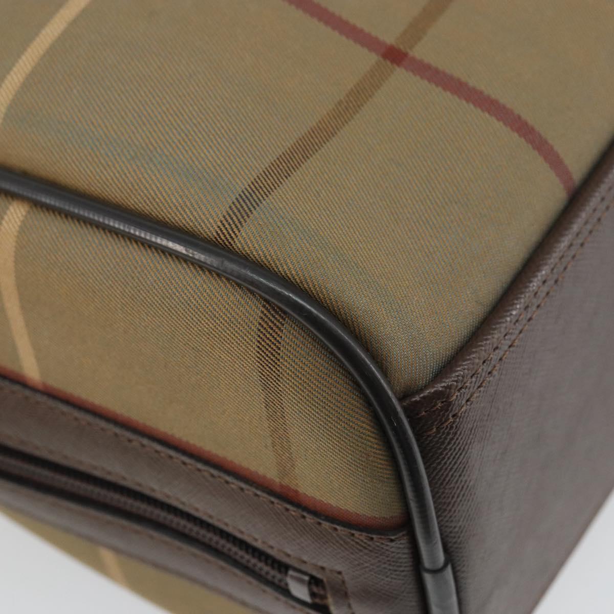 Burberrys Nova Check Hand Bag Canvas Brown Gold Auth mr1966