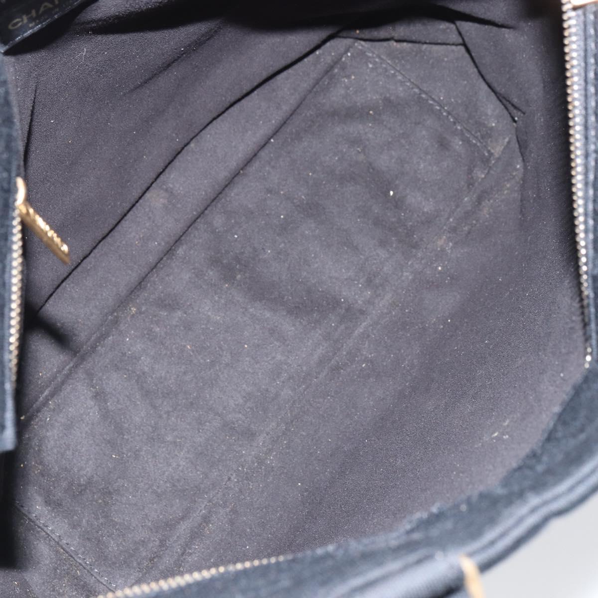 CHANEL Tote Bag Cotton Gold Black CC Auth mr1967