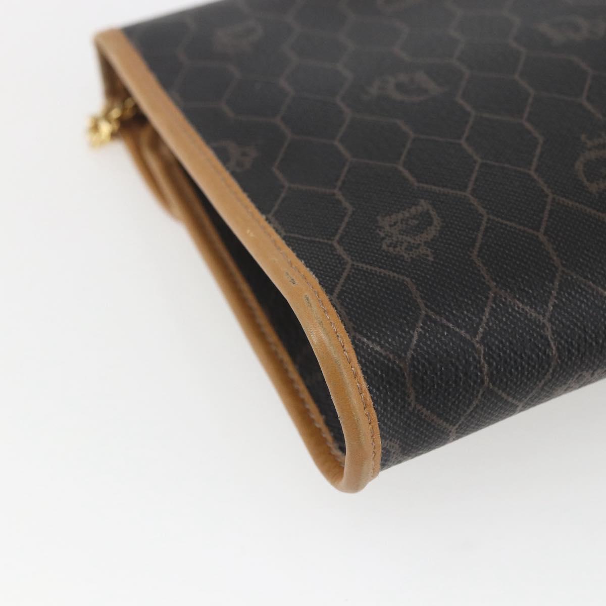 Christian Dior Honeycomb Canvas Chain Shoulder Bag Black Gold Auth mr1973