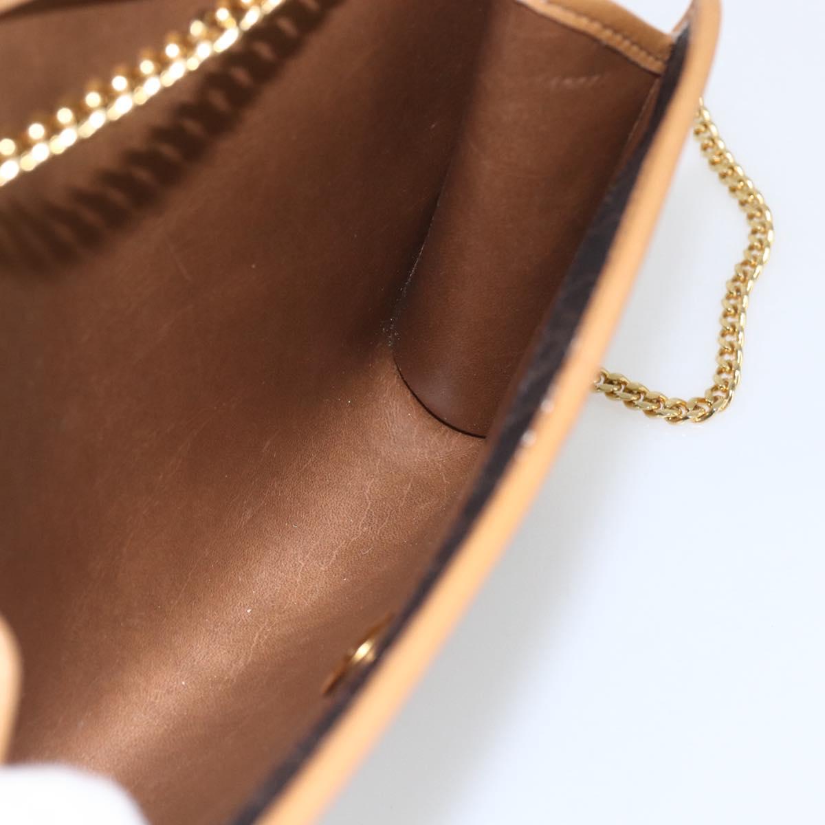 Christian Dior Honeycomb Canvas Chain Shoulder Bag Black Gold Auth mr1973