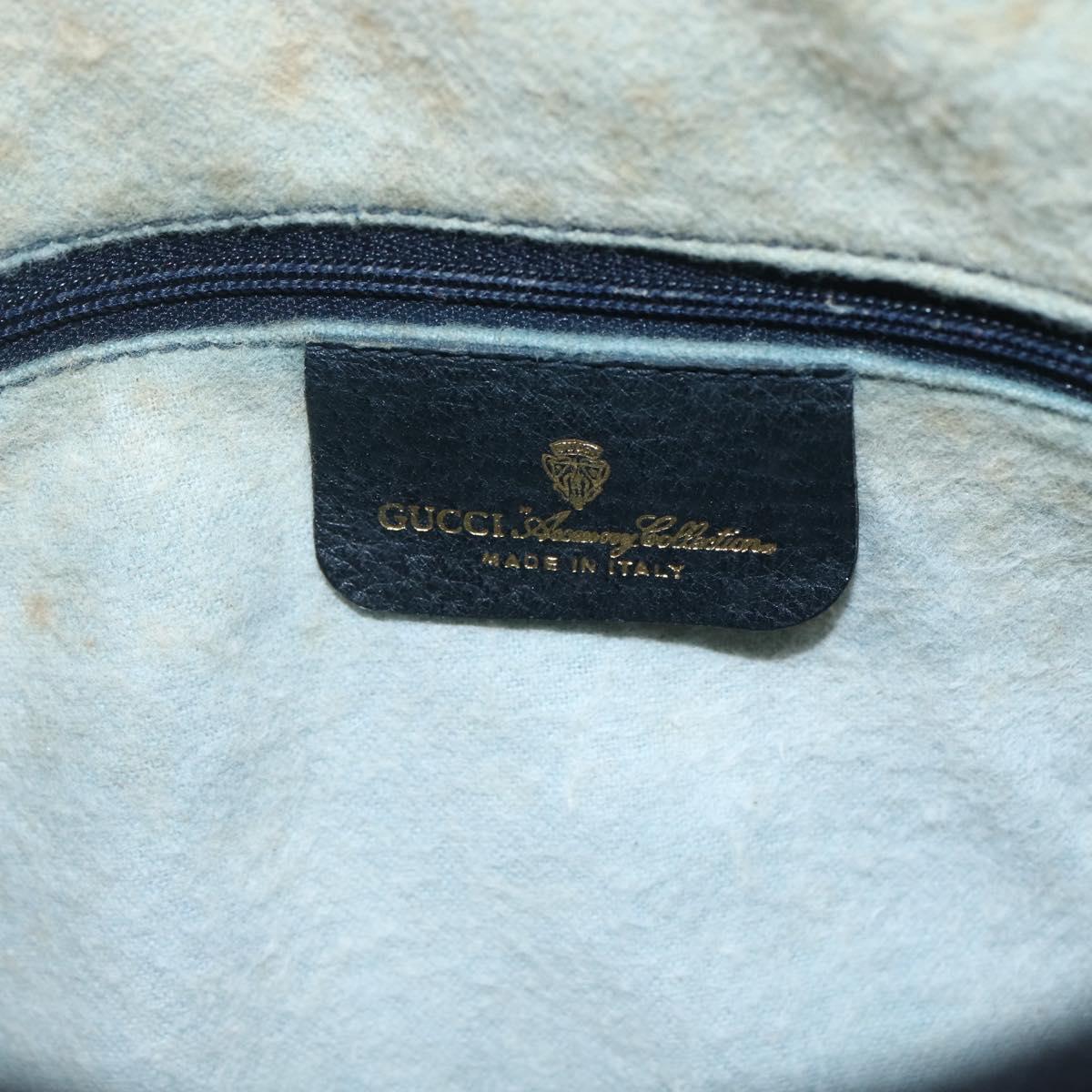 GUCCI GG Supreme Sherry Line Shoulder Bag PVC Navy Gold 72 02 005 Auth mr1982