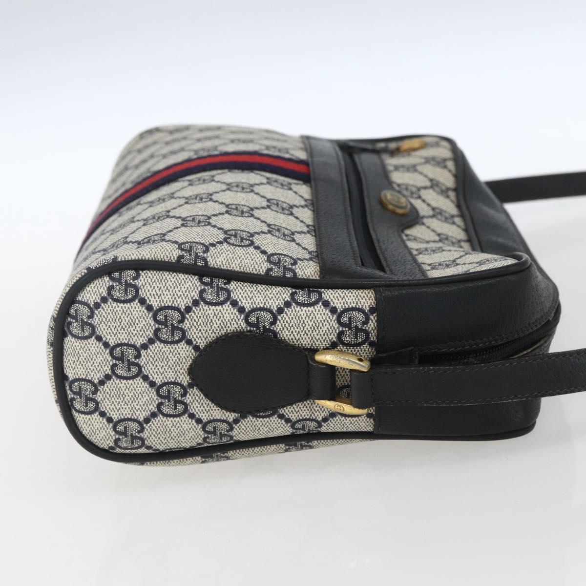 GUCCI GG Supreme Sherry Line Shoulder Bag PVC Navy Gold 72 02 005 Auth mr1982