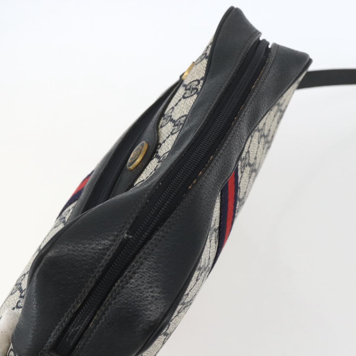 GUCCI GG Supreme Sherry Line Shoulder Bag PVC Navy Gold 72 02 005 Auth mr1982