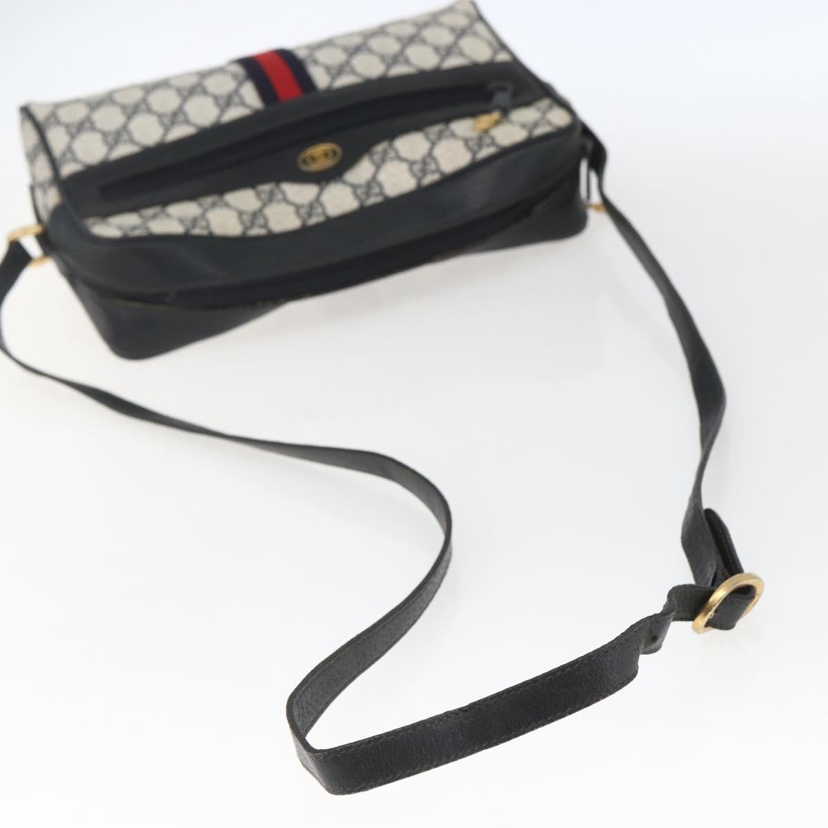 GUCCI GG Supreme Sherry Line Shoulder Bag PVC Navy Gold 72 02 005 Auth mr1982