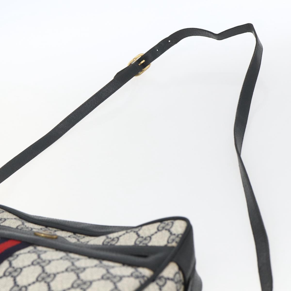 GUCCI GG Supreme Sherry Line Shoulder Bag PVC Navy Gold 72 02 005 Auth mr1982