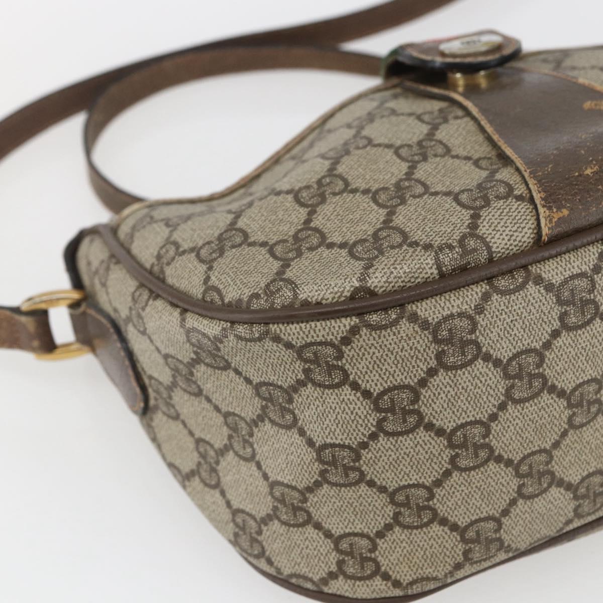 GUCCI GG Supreme Web Sherry Line Bag PVC Beige Gold Red 89 02 032 Auth mr1983