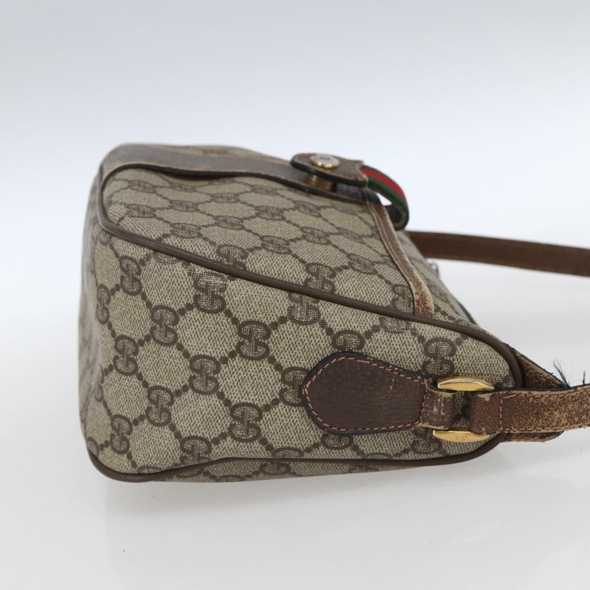 GUCCI GG Supreme Web Sherry Line Bag PVC Beige Gold Red 89 02 032 Auth mr1983